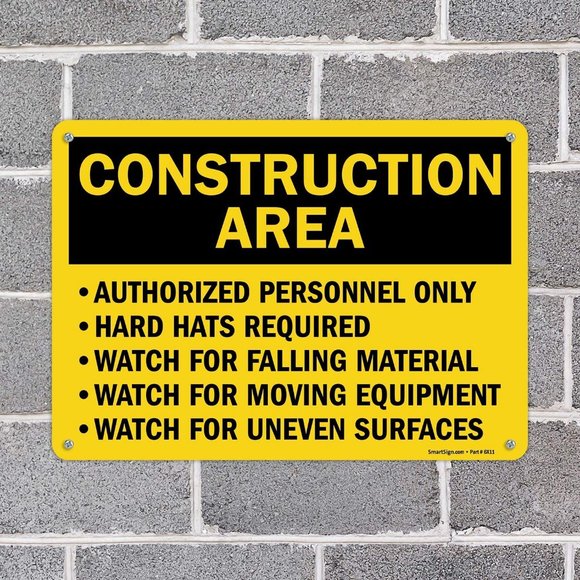 Construction Area Sign Authorized Personnel Only smartsign BRAND NEW WITH TAGS - Picture 2 of 7